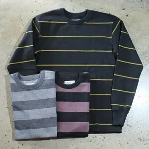 WESTRIDE ウエストライド【HEAVY BORDER L/S TEE】ボーダー長袖Tシャツ≪BLACK x BELLFLOWER , HEATHER x DK HEATHER , BLK x GHOST GREEN≫コットン100%