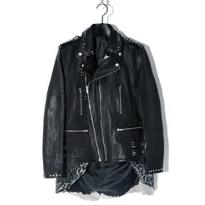 Roen / ロエン / 70000008 / REMAKE STUDS WHITE LEO SKULL RIDERS JKT / BLACK / リメイク / TOPS / OUTER