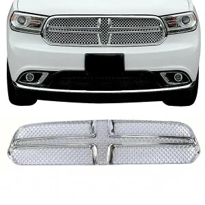 Dodge Durango グリルオーバー 2014-2020 ダッジ デュランゴ 専用 レイクローム メッシュメイングリルカバー フロントグリル グリルストライプ ドレスアップカバー グリルストライプ バンパー ラ