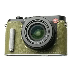 Mr.Stone｜ミスターストーン LEICA D-LUX8用 本革ケース クラシック メタルグリップ付 フィールドグリーン/白ステッチ PTBE016