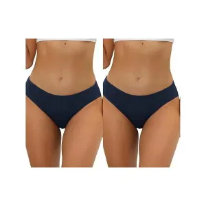 アレグラ ケー レディース アンダーウェア パンツ プラスサイズ ALLEGRA K 2 Packs Women's Underwear Mid-waisted Hipster Panties Available In Plusize Navy Blue ネイビー