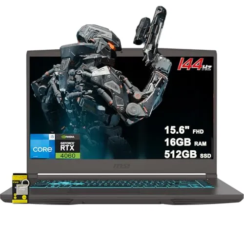 MSI 薄型15ゲーミングノートパソコン 15.6インチ FHD IPS 144Hz Intel Octa-core i5-13420H (Beats i7-12650H) 16GB RAM 512GB SSD GeForce RTX 4060 バックライ