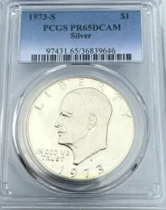 1973年 S シルバー アイゼンハワー ドル $1 PCGS PR68DCAM キーデート 完璧