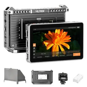 VILTROX2000nitsカメラフィールドモニター&リグケージキット、4KHDMIタッチスクリーン6インチカメラモニター3DLUTビデオモニタ波形アナモルフィックピーキング(DC-X2ケージリグキット)