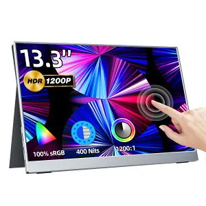 【10倍ポイント！30日迄】モバイルモニター kksmart 13.3インチ タッチパネル 超軽量400g 超薄型 高輝度400nits 広色域sRGB100％ 画像比自動適合 非光沢IPSパネル 解像度1920*1200 Type-C/mini HDMI接続可 PS4/PS