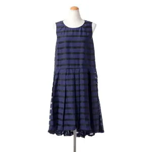 エリカ カヴァリーニ セミクチュール (ERIKA CAVALLINI semi-couture) ノースリーブワンピース レーヨン ブルーボーダー e5i112007 2015AW レディース秋冬新作 送料無料 【正規取扱】