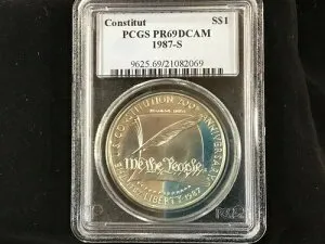 1987-S 米国憲法銀貨 PCGS PR69DCAM ジェムプルーフ B0475