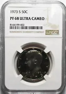 1973 S 50c ケネディ ハーフダラー NGC PF68 ウルトラ カメオ プルーフ サンフランシスコ