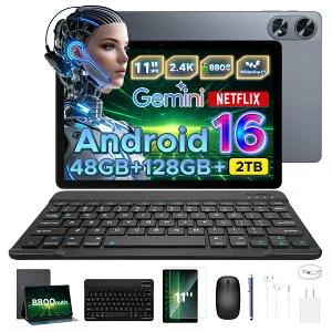 【実質17900円 6部品付属】AORLYM P11PRO Android16 11インチ 大画面 タブレット Gemini AI機能 8コア CPU 48GB RAM+128GB ROM+2TB拡張可 FHD+解像度 90Hz高リフレッシュレート 8800mAh大容量バッテリー Widevine L1 NETFLIX