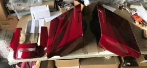 OS&D アドバンブラック ハード キャンディ ホット ロッド レッド フレーク ラベジャー シリーズ エアブラシ サドルバッグ OS&D Advanblack Hard Candy Hot Rod Red Flake RAVAGER SERIES AIRBRUSHED SADDLEBAG 【並行輸