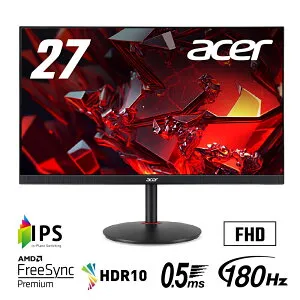 Acer｜エイサー ゲーミング液晶ディスプレイ(27型/IPS/FullHD 1920×1080/180Hz/0.5ms/HDR10/HDMI2.0/DP1.2/VESA/3年保証)(ブラック) NITRO XV0 XV270M3bmiiprx