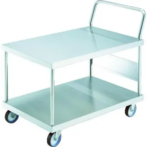 ■TRUSCO オールステンレス台車 900X600 片袖2段 NU車輪〔品番:AS22100NU〕【8564159:0】[法人・事業所限定][直送元][店頭受取不可]