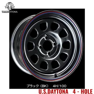 15インチ 4H100 7J 7J+30 4穴 レッドライン U.S デイトナ ホイール (1本/2本/4本) BK(ブラック) Trust Japan RED LINE U.S.Daytona 4HOLE 送料無料 トラストジャパン
