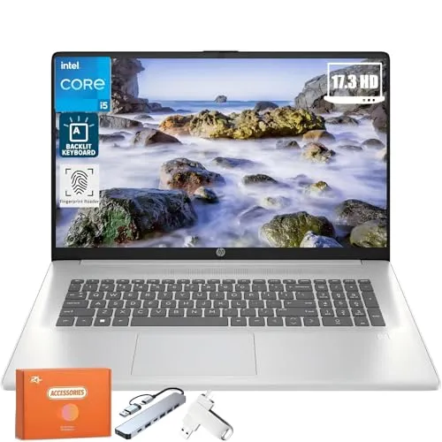 HP (エイチピー) 17.3 ノートパソコン ビジネス学生用 Intel i5-1334U (最大4.6GHz) 17.3インチ HD+ BrightView 16GB RAM 1TB SSD Wi-Fi 6 バックライトキーボード 指紋リーダー Win