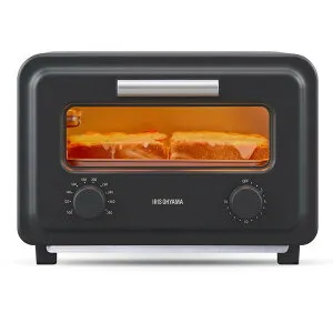 アイリスオーヤマ オーブントースター 2枚焼き スチーム機能 高火力 タイマー15分 SOT-201-B チャコール