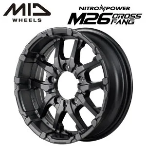 【送料無料・代引き可】【ホイール4本】MID NITROPOWER M26 CROSSFANG M26 クロスファング 16インチ 6J インセット-5 5穴 P.C.D. 139.7 バレルブラック/ドリルド ジムニーシエラ JB43W JB74W ジムニーノマド JC74