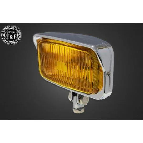 4023348 ガレージT&F ビンテージスクエアヘッドライト(メッキ)イエローレンズ+ステーC イントルーダーLC250 HD店