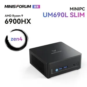 【★20％クーポン】MINISFORUM UM690L Slim ミニpc AMD Ryzen 9 6900HX LPDDR5-6400MHz HDMI2.1 |DP1.4|USB4 4K@60Hz トリプルディスプレイ出力 2.5Gbps LAN/Wi-Fi6E/BT5.3 ミニパソコン