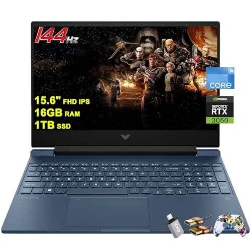 HP Victus 15 ゲーミングノートパソコン 15.6インチ FHD IPS アンチグレア 144Hz Intel 8コア i5-12450H (Beat i7-11800H) 16GB RAM 1TB SSD GeForce RTX 3050 バッ