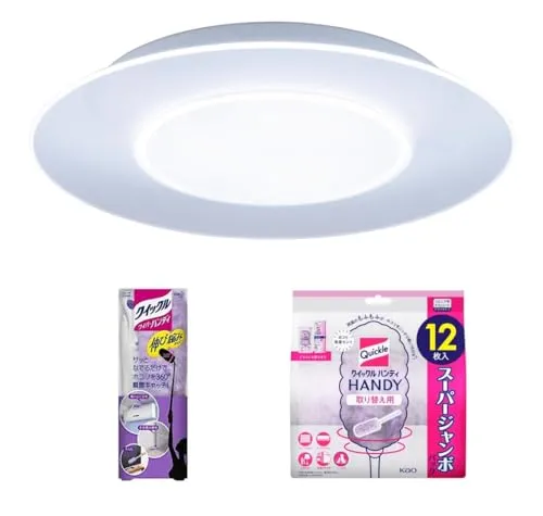【セット販売】パナソニック LEDシーリングライト パネルシリーズタイプ 調光・調色タイプ ~8畳 HH-CL0892A + クイックルワイパー ハンディ 本体 / 付け替え12枚付き