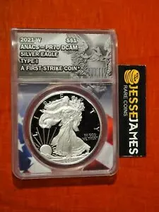 2021 W プルーフ シルバー イーグル ANACS PR70 DCAM タイプ 1 ファースト ストライク