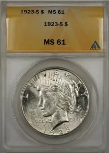 1923-S 平和銀貨 $1 ANACS MS 61