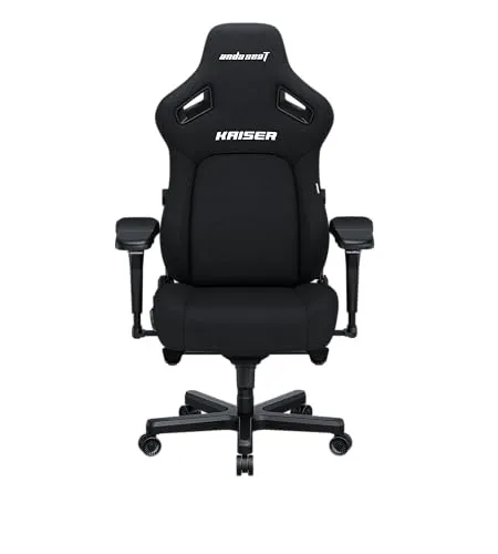 Andaseat Kaiser4 ゲーミングチェア 5Dアームレストファブリック 布 ポップアウト式内蔵型ランバーサポート マグネット式ヘッドレスト EverSoftリネンファブリック耐荷重150kg カーボンブラック 黒 肉厚 人間工学 リクライニング