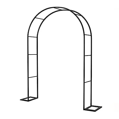 頑丈な金属製ガーデンアーチトレリス、幅広で耐候性のあるバラのアーチ、ウェディングアーチウェイフレーム、庭の入り口の装飾アーチ、幅140cm x 高さ230cm、ホワイト，W300 x H220cm