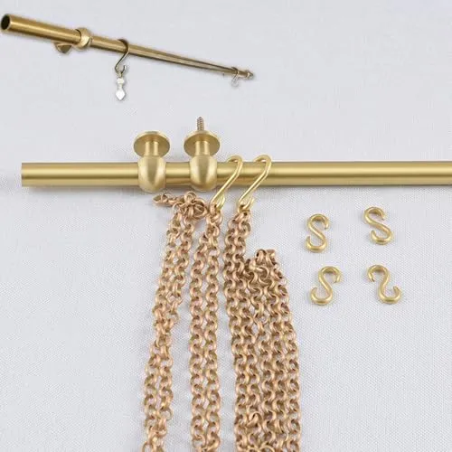 真鍮製 ピクチャーレール 掛画器具 長さ50～250cm チェーン付き (1m/5kg) 絵画吊り下げレール システム 真鍮製 アートディスプレイレール チェーン式 高さ調節可能 油絵 鏡 ヴィンテージフレンチスタイル ギャラリー用 壁掛け金具(1.70m