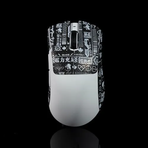 Hokeyio Razer Deathadder V3 Pro用グリップテープ - 滑り止め、強化されたコントロール、汗を吸う、ソフトレザー、FPSゲームグリップを向上 [カット済み] EVA ブラック ホワイト 0.5mm