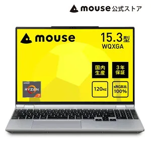 【エントリーでポイント10倍★4/24 20時～】【3年保証・国内生産・公式】ノートパソコン Office付き 新品 mouse B5-A7A01SR-A 15.3インチ WQXGA Ryzen 7 8845HS 16GB メモリ 500GB SSD AMD Radeon 780M マウスコンピュ