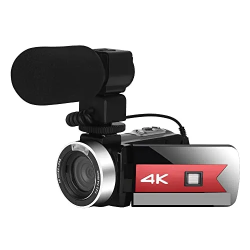 ビデオカメラ 56MP ビデオ カメラ 4 18K Vlog ビデオカメラ ライブ ストリーム ウェブカメラ ナイト ビジョン 16X ズーム写真デジタル レコーダー 運動会、卒業式、忘年会用(64G SD Card,With Microphone)