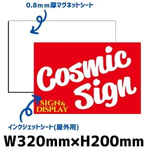 【4枚セット】マグネット 看板 オーダー製作 マグネット+インクジェット貼 W320mm×H200mm 車に貼れます ドア ポスト ホワイトボード スチール棚 屋外用インクジェット使用なので対候性GOOD!! 0.