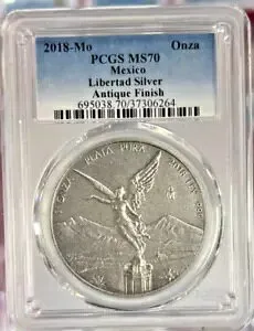 2018-Mo PCGS MS70 メキシコ シルバー リベルタ アンティーク仕上げ
