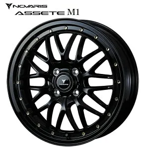 送料無料 4本セット ウェッズ ノヴァリス アセット エムワン NOVARIS ASSETE M1 ブラック/ゴールドピアス 16インチ 5J インセット+45 4穴 PCD100 4本 軽自動車 エブリィ ワゴ