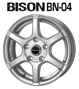 送料無料 4本セット ホイールのみ ホットスタッフ BISON BN-04 バイソン シルバー 13インチ 5J インセット+45 5穴 PCD114.3 JWL-T 4本セット タウンエース ライトエース MC前 S400系