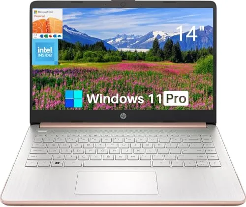 HP 14インチ超軽量ビジネスノートパソコン、Intel Celeron N4120、16GB RAM、384GBストレージ(128GB eMMC+256GB Micro SD)、1年間のOffice 365 & Windows 11 Pro、長寿命、Wi