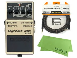 BOSS ボス Dynamic Wah AW-3 + Roland ケーブル セット［マークス・オリジナルクロス付］ コンパクトエフェクター