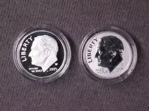2015 W プルーフおよび P リバース プルーフ シルバー ルーズベルト ダイム 10C コイン ロット A