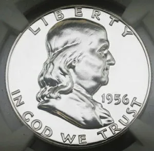1956 T2 PF 69 フランクリン ハーフ ドル 50 セント - NGC グレーディングおよび認定済み - ブラスト ホワイト!