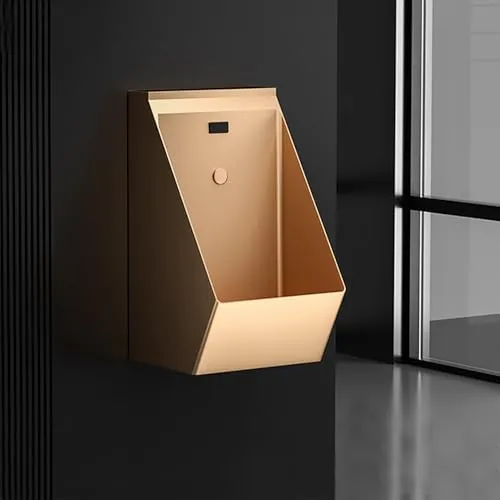 ステンレス製男性用小便器 壁掛け式 自動センサー洗浄付き 商業用304ステンレス 深型ボウル飛び散り防止 防臭排水 ブラッシュ仕上げ 家庭・ガレージ・バー・KTV対応(Brass)