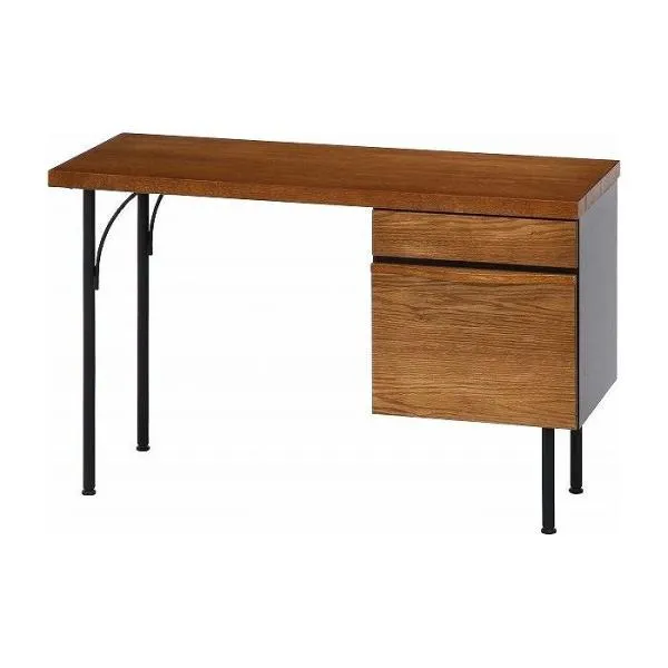 デスク W1100×D450×H700mm オーク突板 スチール おしゃれ 机 ブラウン 代引不可