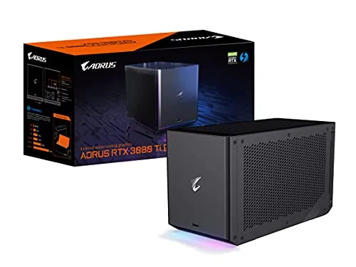 GIGABYTE AORUS RTX 3080 Ti ゲーミングボックス eGPU、WATERFORCE オールインワン冷却、Thunderbolt 3、64GB GDDR6X、2x HDMI、3x USB 3.0、イーサネット、RGB Fusion 2.