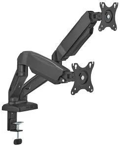 グリーンハウス 液晶モニターアーム メカニカルスプリング 2画面 クランプ/グロメット式 GH-AMET2HC-BK