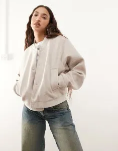 ノイジーメイ レディース アウター ジャケット・ブルゾン ジャケット Noisy May lightweight bomber jacket Silver Lining シルバー