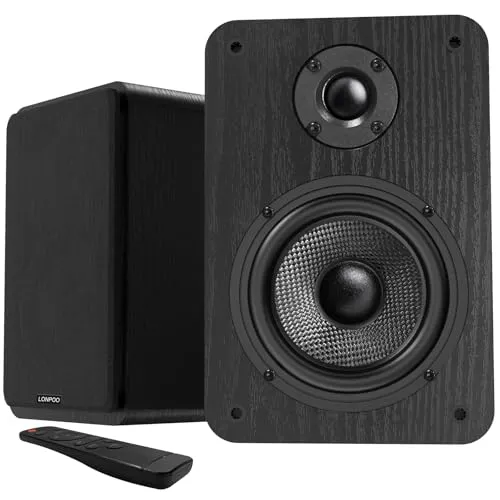 2台1組 60W 2ウェイブックシェルフスピーカー Bluetooth/光入力/RCA(L/R)入力/3.5mm AUX入力 4インチウーファー/1インチツイーター テレビ/TV/PC用デスクトップステレオスピーカー 木製 ブラック