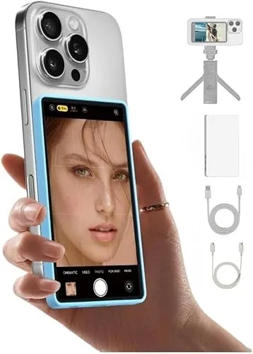 SHIMBOL CP5 Lite Vlog リアカメラ セルフィーモニター 合金シェル 1080P iPhone ミニモニター iPhone Android フォン Vlogging用 マグネット式シリコンケース 動画伝送 50メート ライブストリーミング