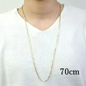 18金 ペーパークリップ 幅3mm チェーン ネックレス 45cm 50cm 60cm 70cm 角アズキ ホロー 中空 リンク パイプ チェーンネックレス K18 YG 軽量 レディース 女性 メンズ 男性 ジュエリー ネックレスチェ