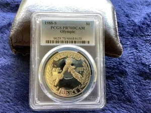 1988-S オリンピック PR70 DCAM PCGS シルバー記念コイン 1ドル PF70 プルーフ