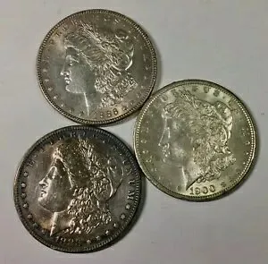 1883 1886 & 1900 モルガン ドル ベターグレード コイン ロット 3 枚 まともなロット